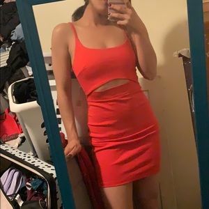 Tangerine red orange dress cutout